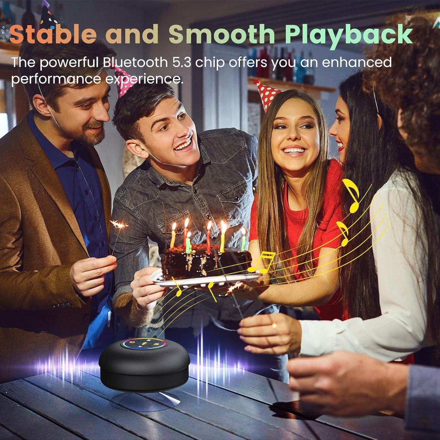 Waterproof Bluetooth Speaker with Large Suction Cup