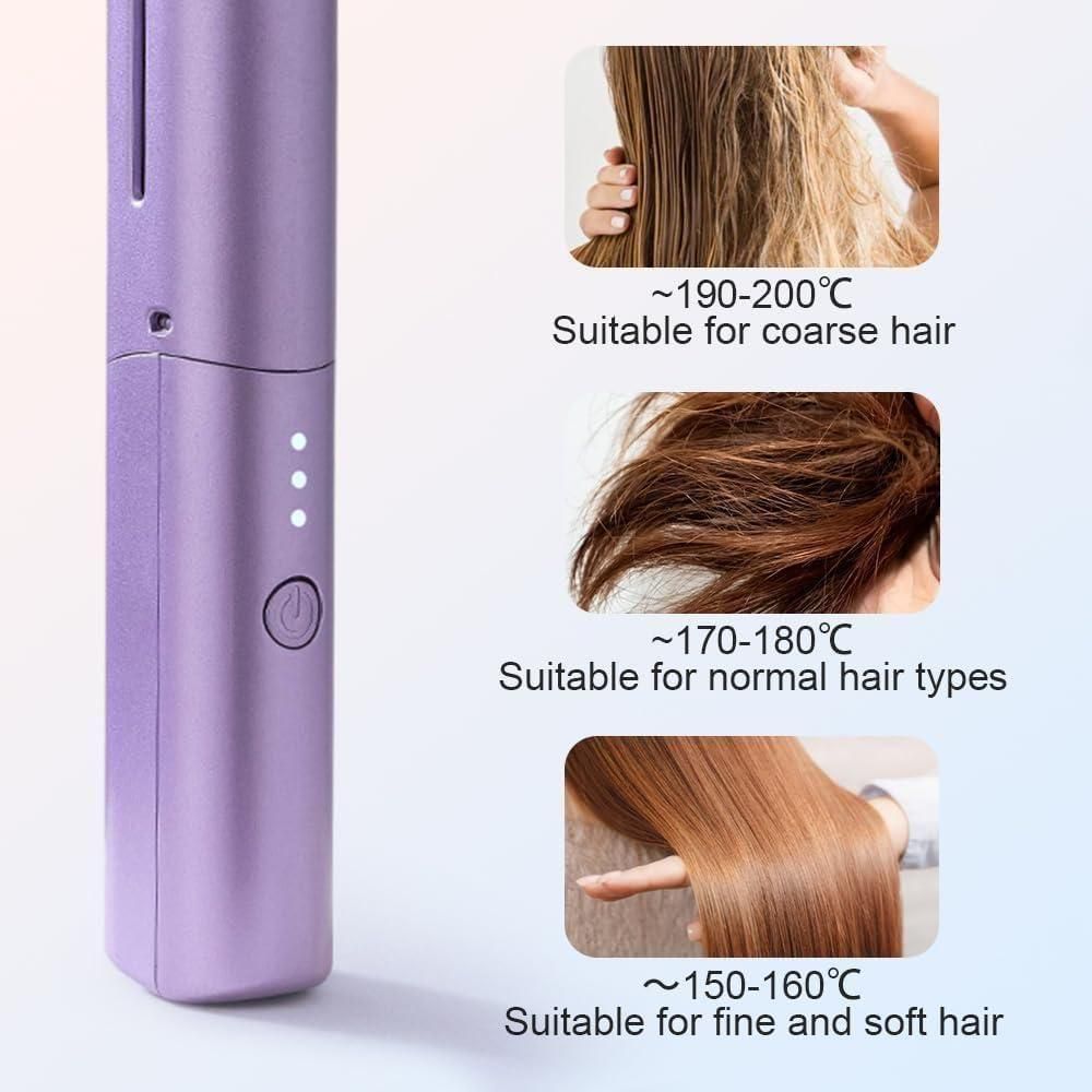 Meneflix Cordless Rechargeable Mini Hair Straightener – Hot Comb for On-the-Go Styling